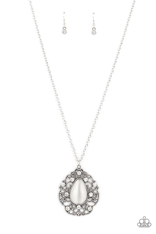 Paparazzi Bewitched Beam White Long Necklace - P2RE-WTXX-528XX