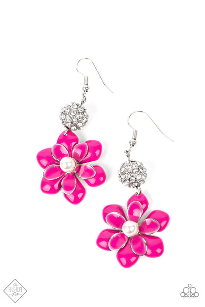 Paparazzi Bewitching Botany Pink Fishhook Earrings - Glimpses of Malibu September 2022