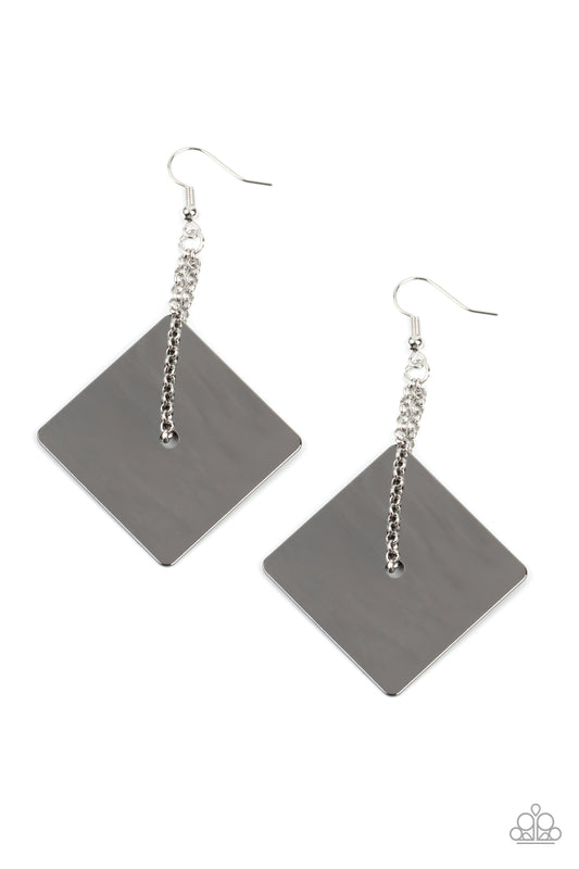 Paparazzi Block Party Posh Black Fishhook Earrings - P5ED-BKXX-105XX