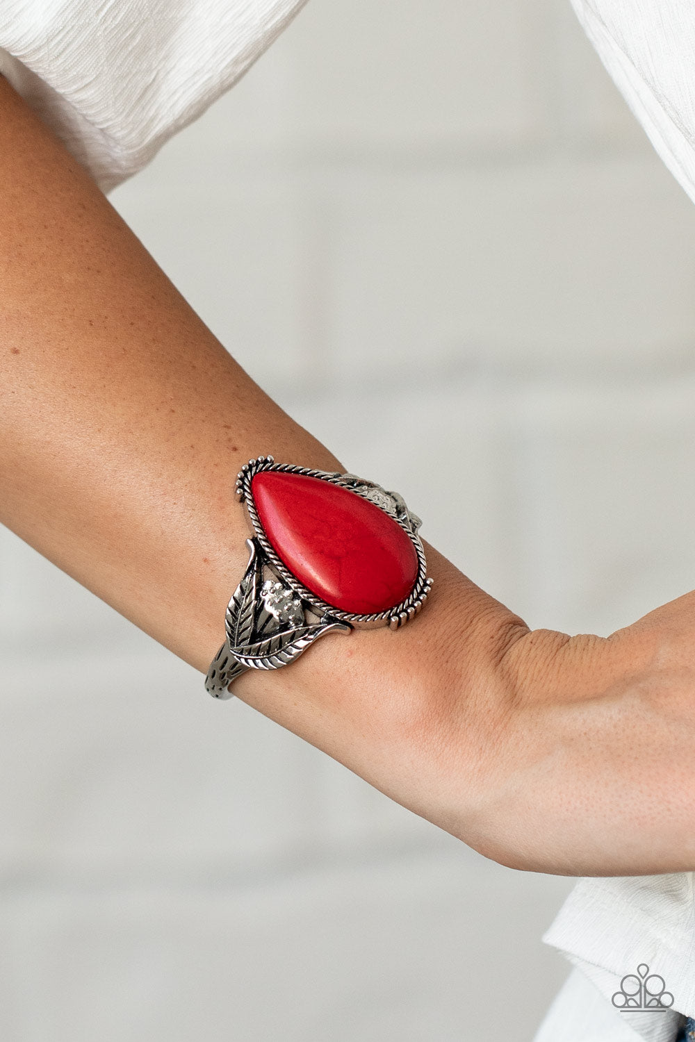 Paparazzi Blooming Oasis Red Stone Cuff Bracelet