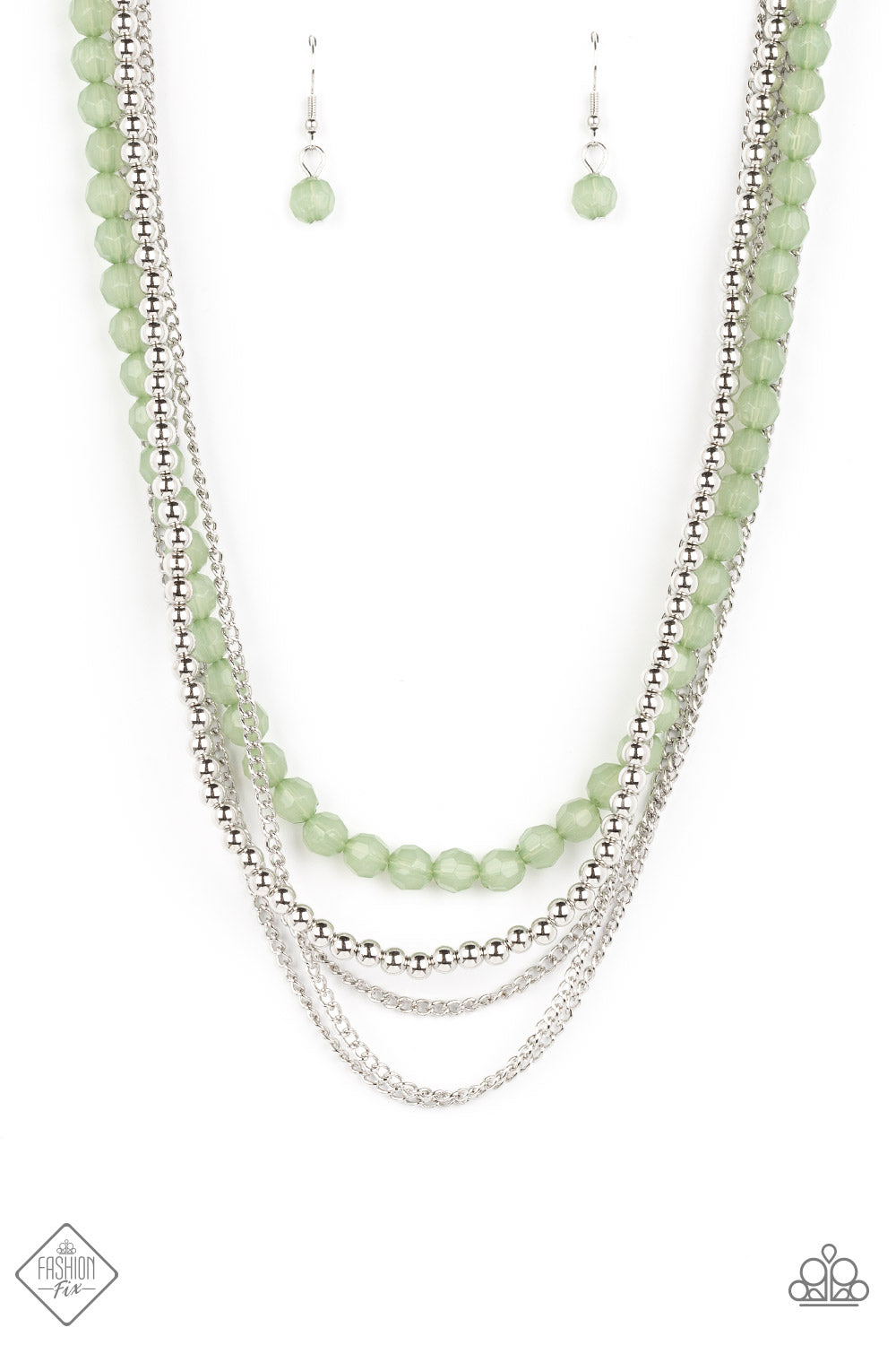 Paparazzi Boardwalk Babe Green Short Necklace - Fashion Fix Glimpses of Malibu October 2022