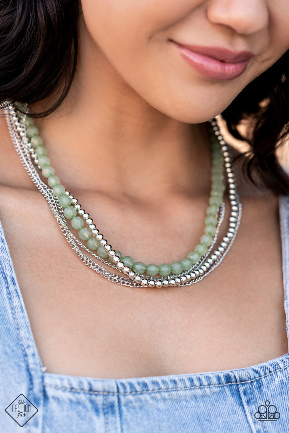 Paparazzi Boardwalk Babe Green Short Necklace - Fashion Fix Glimpses of Malibu October 2022