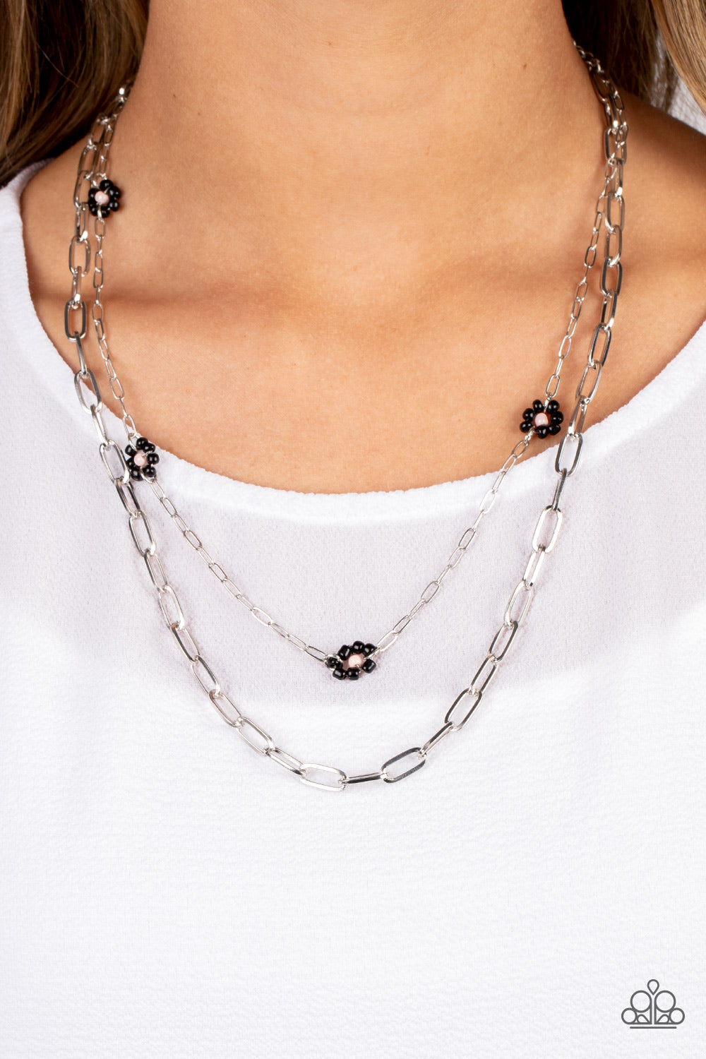 Paparazzi Bold Buds Black Short Necklace - P2DA-BKXX-175XX