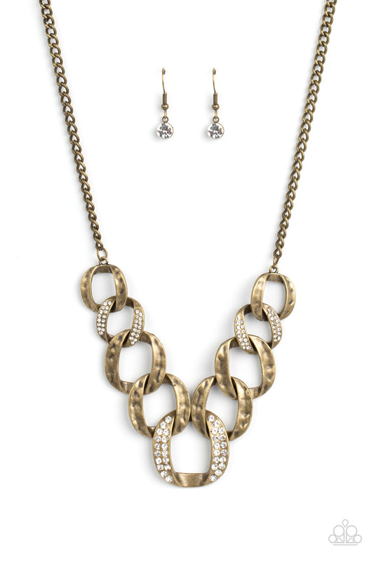 Paparazzi Bombshell Bling Brass Short Necklace - P2IN-BRXX-147XX