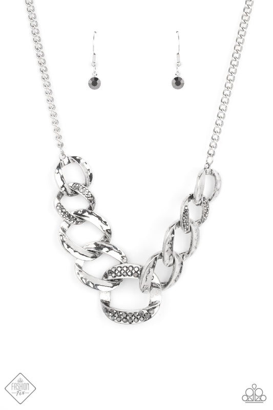 Paparazzi Bombshell Bling Silver Short Necklace - Fashion Fix Magnificent Musings March 2022 - P2IN-SVXX-221HW