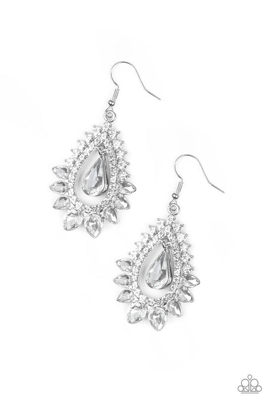Paparazzi Boss Brilliance White Fishhook Earrings - P5RE-WTXX-393XX