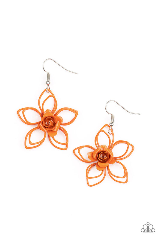 Paparazzi Botanical Bonanza Orange Fishhook Earrings - P5WH-OGXX-163XX