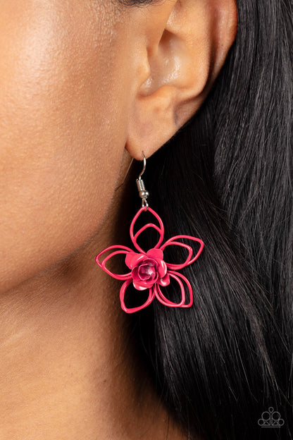 Paparazzi Botanical Bonanza Pink Fishhook Earrings - P5WH-PKXX-235XX