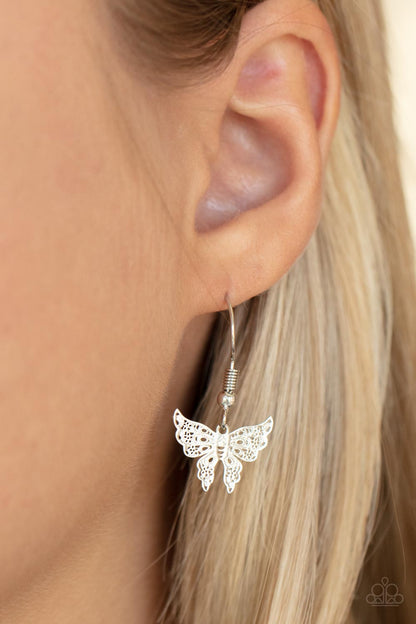 Paparazzi Bountiful Butterflies White Short Necklace