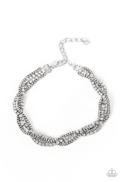 Paparazzi Box Office Bling White Clasp Bracelet - P9RE-WTXX-521XX