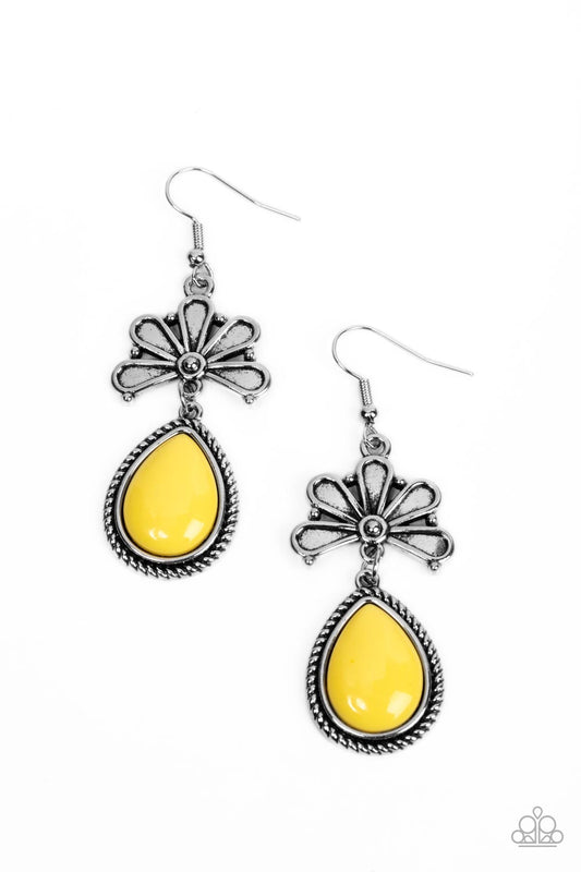 Paparazzi Brightly Blooming Yellow Fishhook Earrings - P5WH-YWXX-180XX