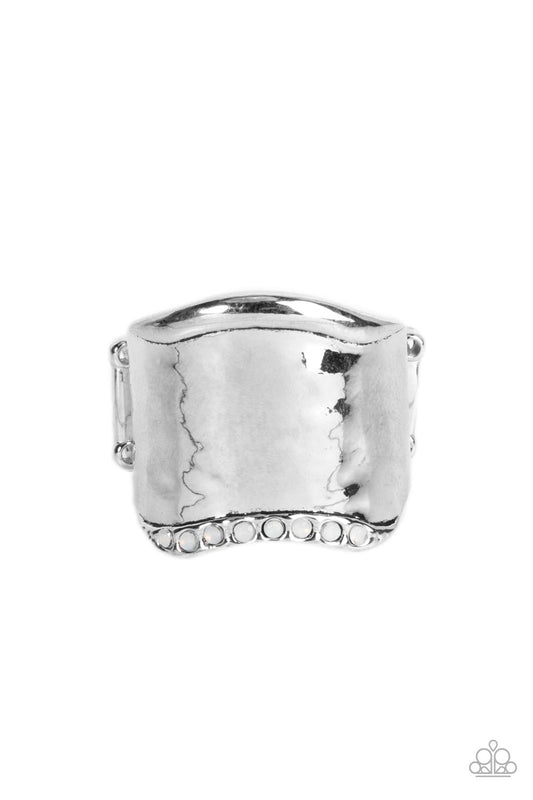 Paparazzi Brilliantly Bordered White Ring - P4RE-WTXX-457XX