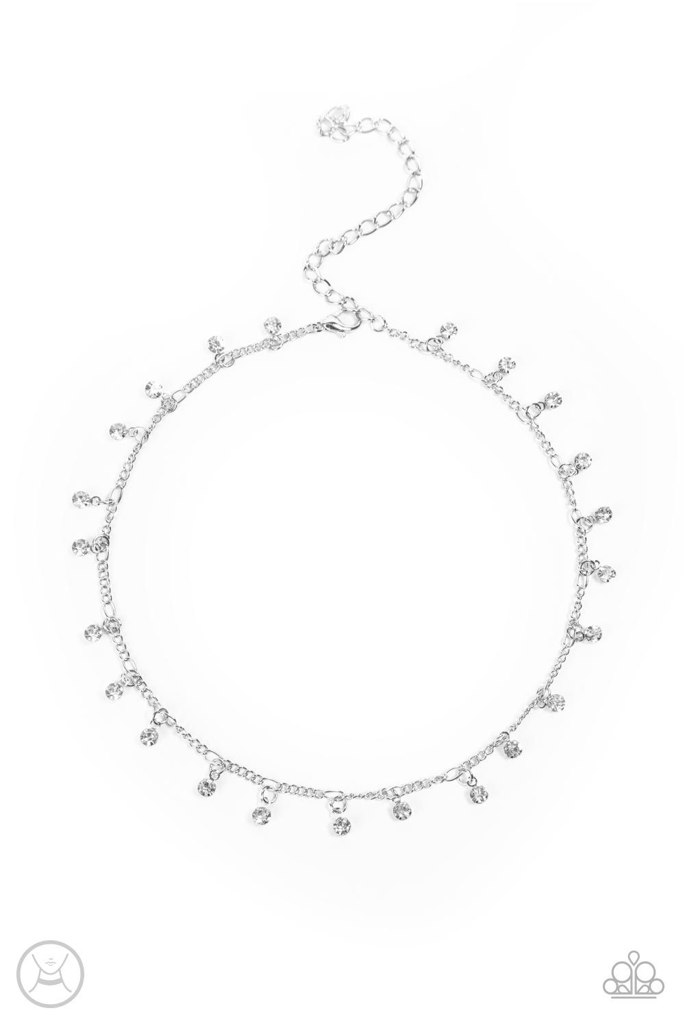 Paparazzi Bringing SPARKLE Back White Choker Necklace - P2CH-WTXX-049XX