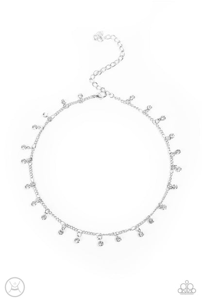 Paparazzi Bringing SPARKLE Back White Choker Necklace - P2CH-WTXX-049XX