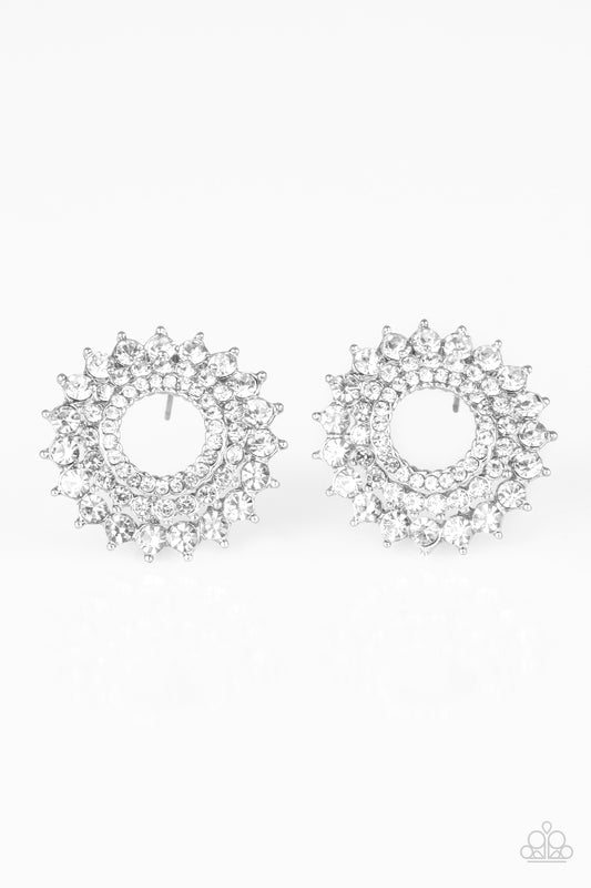 Paparazzi Buckingham Beauty White Post Earrings - P5PO-WTXX-140XX