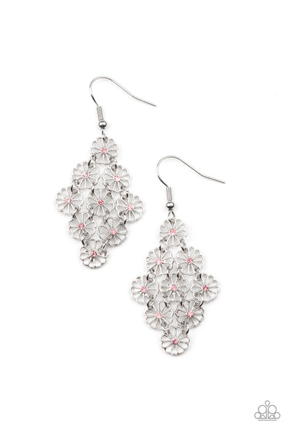 Paparazzi Bustling Blooms Pink Fishhook Earrings - P5WH-PKXX-241XX