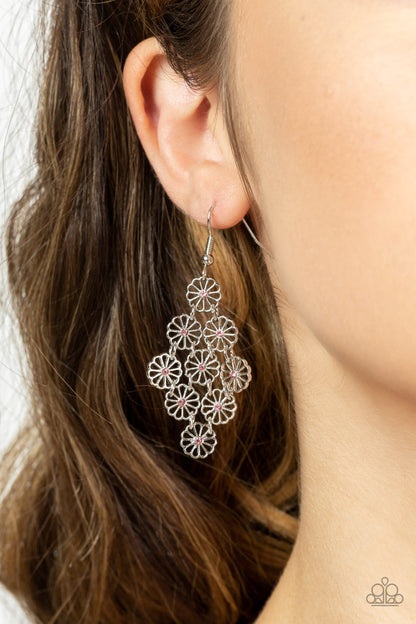 Paparazzi Bustling Blooms Pink Fishhook Earrings - P5WH-PKXX-241XX