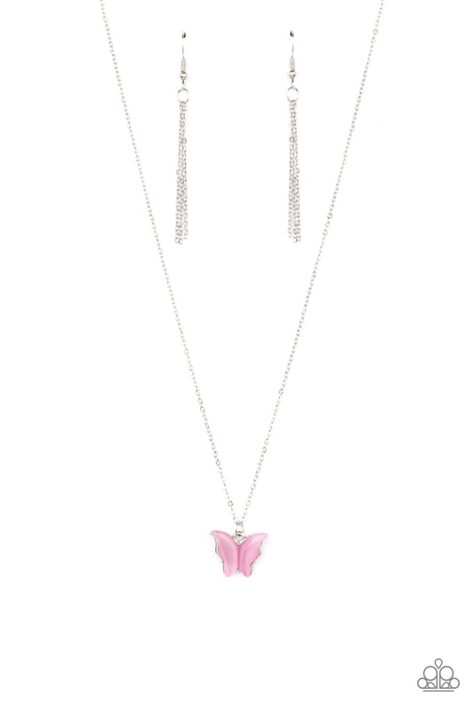 Paparazzi Butterfly Prairies Pink Short Necklace