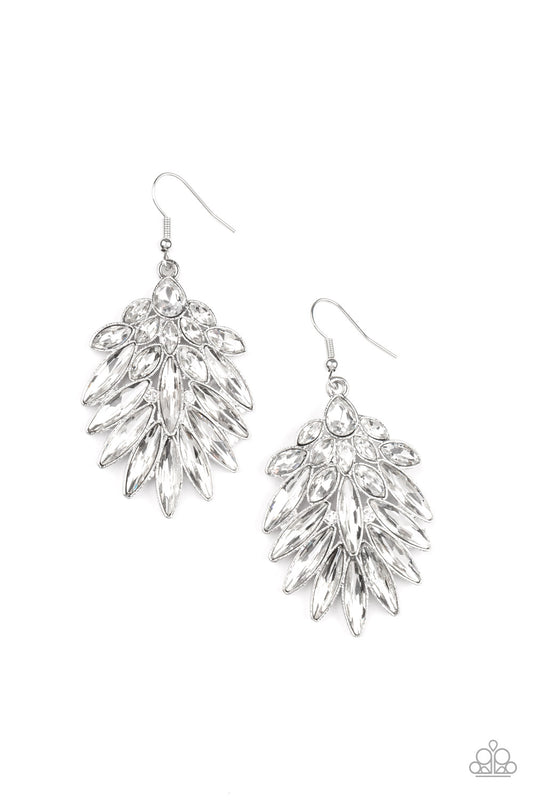 Paparazzi COSMIC-politan White Fishhook Earrings - P5ST-WTXX-047XX