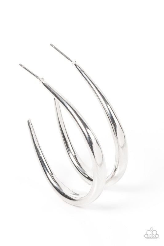 Paparazzi CURVE Your Appetite Silver Post Hoop Earrings - P5HO-SVXX-317XX