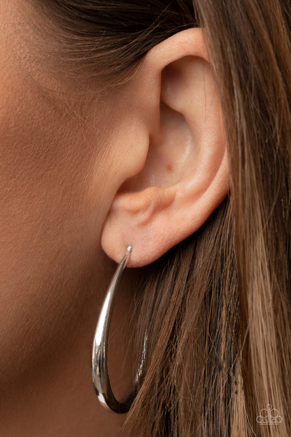 Paparazzi CURVE Your Appetite Silver Post Hoop Earrings - P5HO-SVXX-317XX
