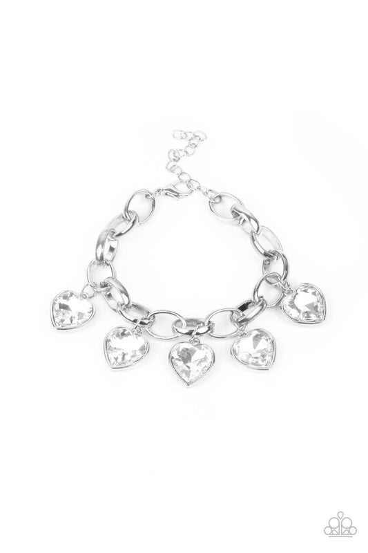 Paparazzi Candy Heart Charmer White Clasp Bracelet - P9RE-WTXX-445XX