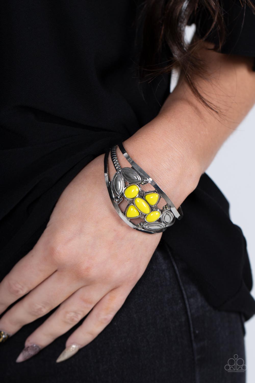 Paparazzi Caribbean Cabana Yellow Cuff Bracelet - P9WH-YWXX-144XX