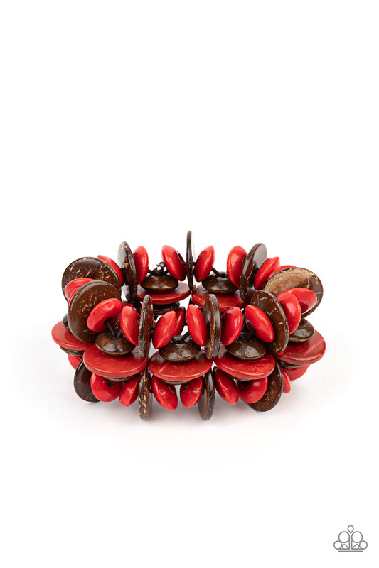 Paparazzi Caribbean Canopy Red Stretch Bracelet - P9SE-RDXX-248XX