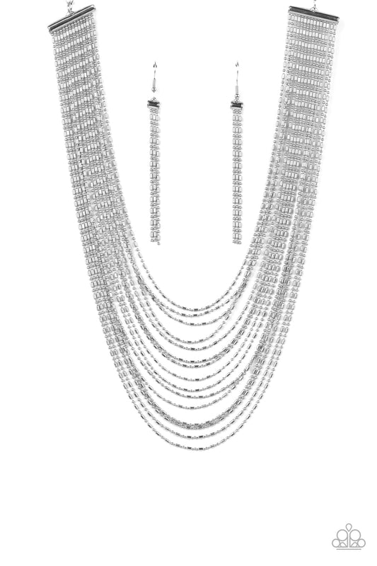 Paparazzi Cascading Chains Silver Short Necklace - P2ST-SVXX-195XX