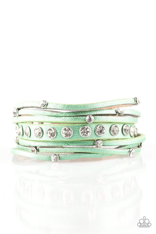 Paparazzi Catwalk It Off Green Triple Wrap Snap Bracelet