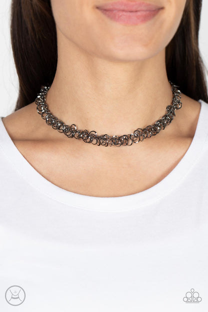 Paparazzi Cause A Commotion Black Choker Necklace - P2CH-BKXX-081XX