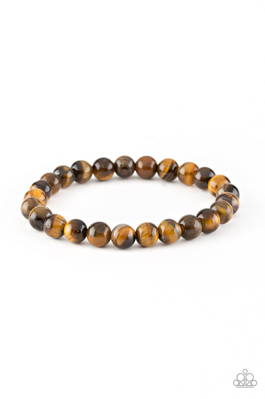 Paparazzi Centered Brown Tiger's Eye Stretch Bracelet