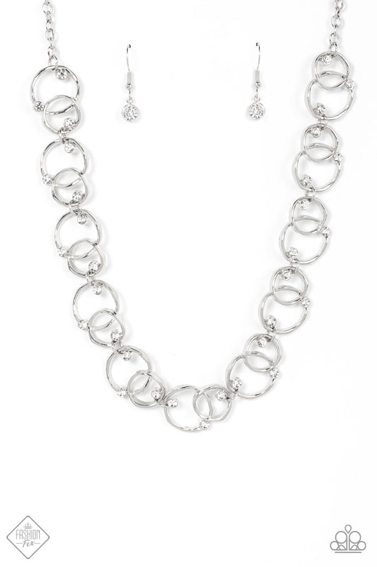 Paparazzi Center of My Universe White Short Necklace - Fashion Fix Fiercely 5th Avenue March 2022 - P2RE-WTXX-609HO