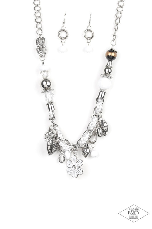 Paparazzi Charmed, I Am Sure White Necklace - Life of the Party Exclusive