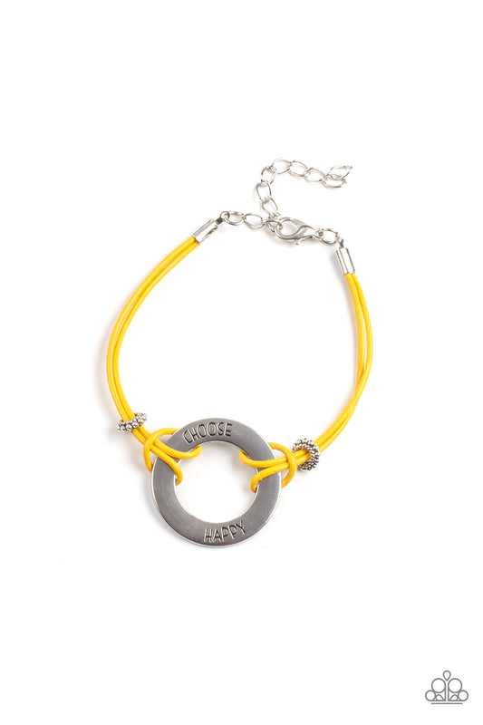 Paparazzi Choose Happy Yellow Clasp Bracelet - P9WD-URYW-073XX