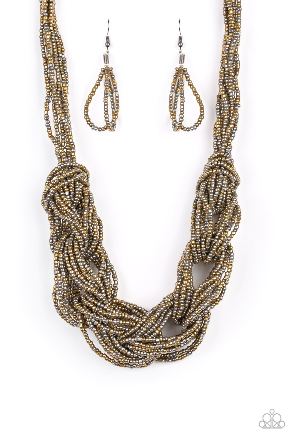 Paparazzi City Catwalk Brass Short Seed Bead Necklace - P2ST-BRXX-023XX