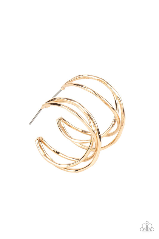 Paparazzi City Contour Gold Post Hoop Earrings
