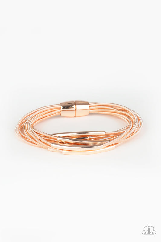 Paparazzi City Stretch Rose Gold Magnet Bracelet - P9BA-GDRS-037XX