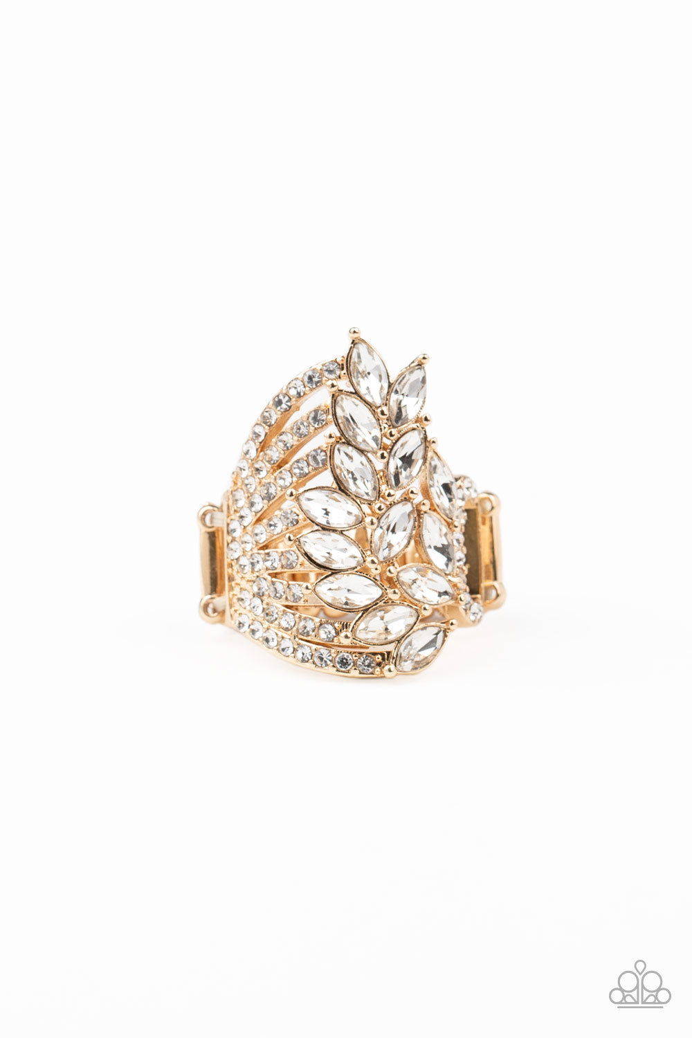 Paparazzi Clear-Cut Cascade Gold Ring - Life Of The Party Exclusive October 2020 - P4RE-GDXX-210XX