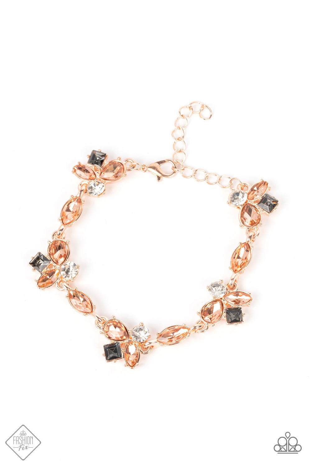 Paparazzi Colorful Captivation Rose Gold Clasp Bracelet - Fashion Fix Glimpses of Malibu April 2022 - P9DA-GDRS-176IA