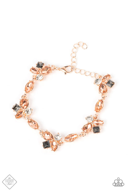Paparazzi Colorful Captivation Rose Gold Clasp Bracelet - Fashion Fix Glimpses of Malibu April 2022 - P9DA-GDRS-176IA