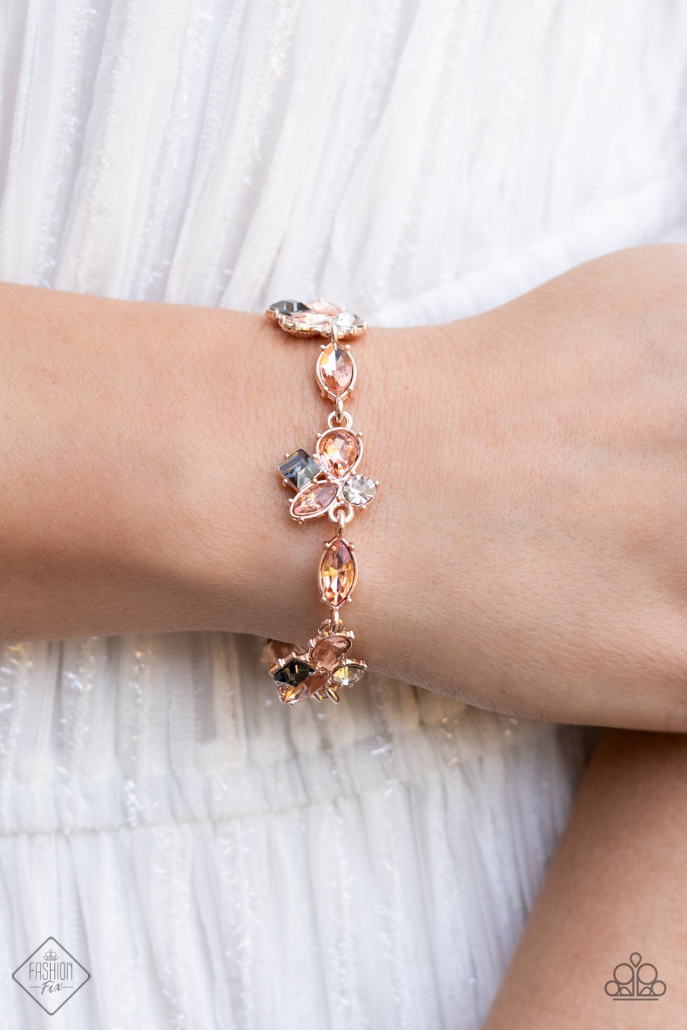 Paparazzi Colorful Captivation Rose Gold Clasp Bracelet - Fashion Fix Glimpses of Malibu April 2022 - P9DA-GDRS-176IA