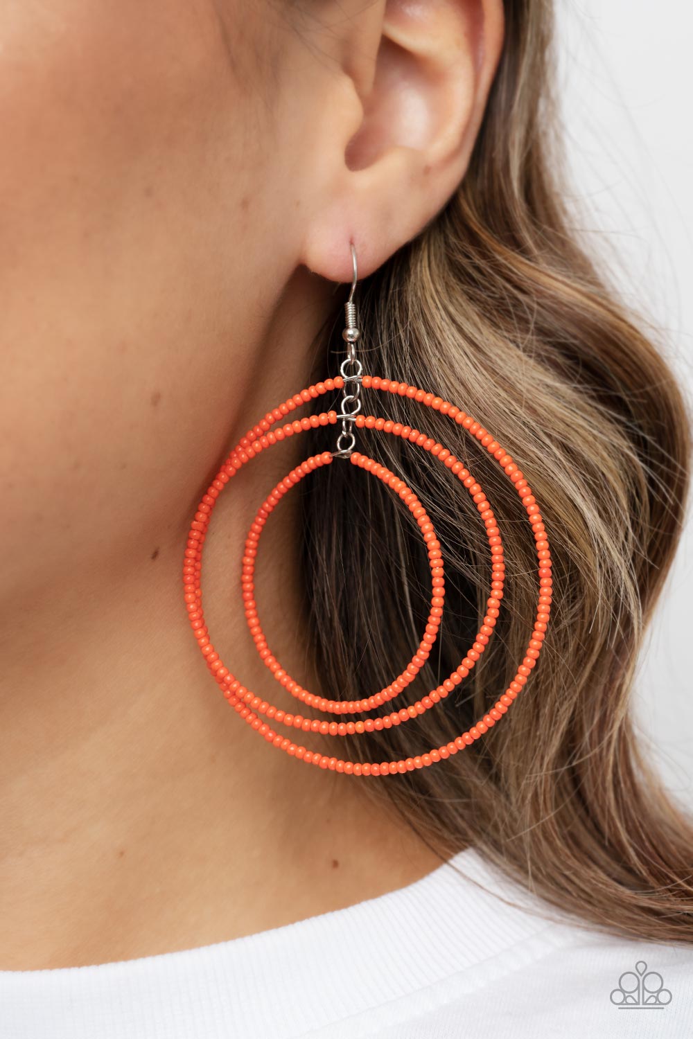 Paparazzi Colorfully Circulating Orange Fishhook Earrings - P5SE-OGXX-183XX