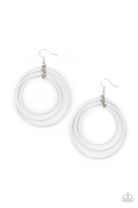 Paparazzi Colorfully Circulating White Fishhook Earrings - P5SE-WTXX-190XX