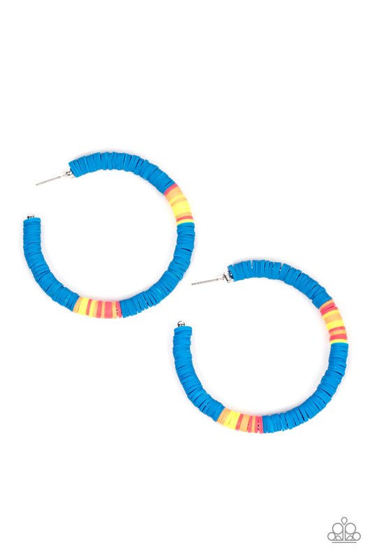 Paparazzi Colorfully Contagious Blue Post Hoop Earrings - P5HO-BLXX-041XX