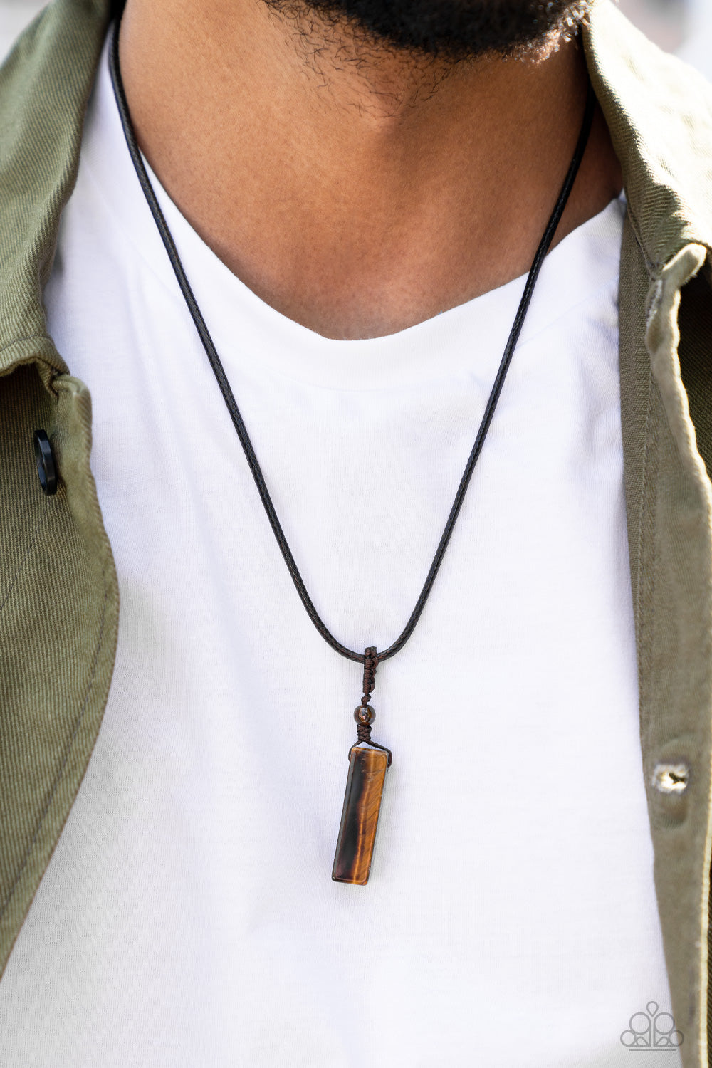 Paparazzi Comes Back ZEN-fold Brown Men's Short Necklace - P2UR-BNXX-161XX