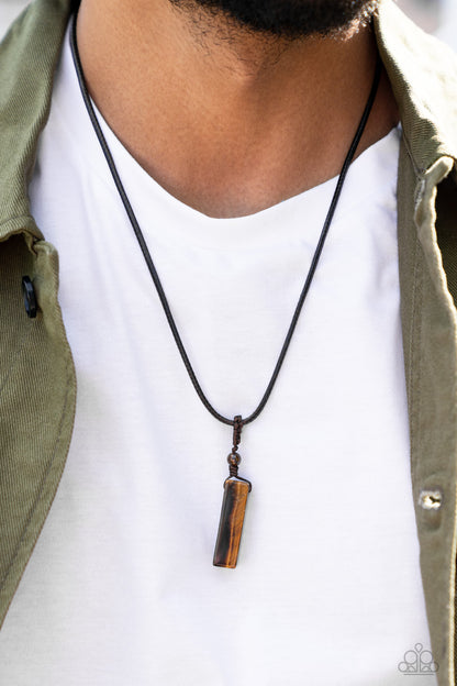 Paparazzi Comes Back ZEN-fold Brown Men's Short Necklace - P2UR-BNXX-161XX