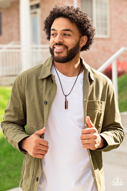 Paparazzi Comes Back ZEN-fold Brown Men's Short Necklace - P2UR-BNXX-161XX