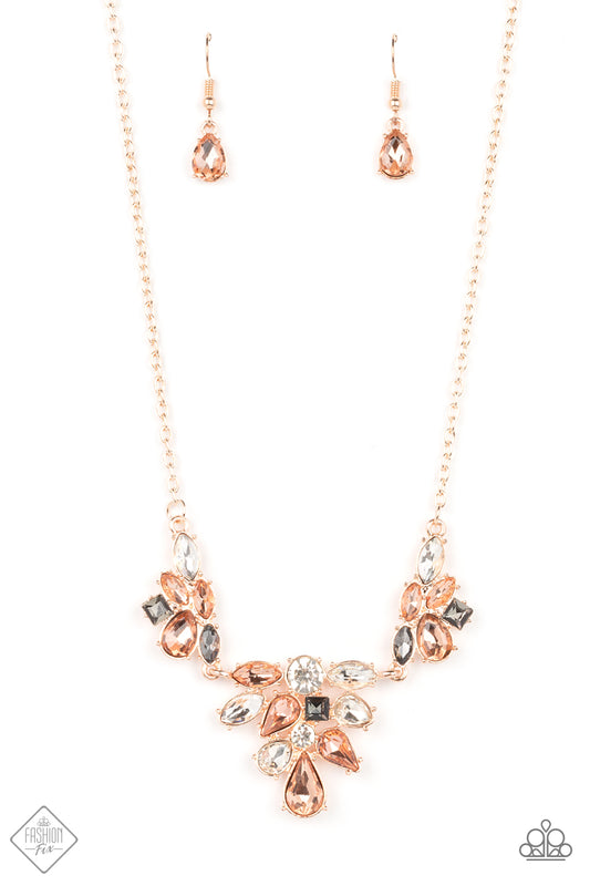 Paparazzi Completely Captivated Rose Gold Short Necklace - Fashion Fix Glimpses of Malibu April 2022 - P2RE-GDRS-442IA