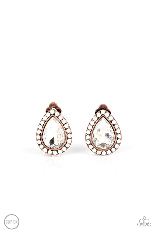 Paparazzi Cosmic Castles Copper Clip-On Earrings - P5CO-CPXX-025XX